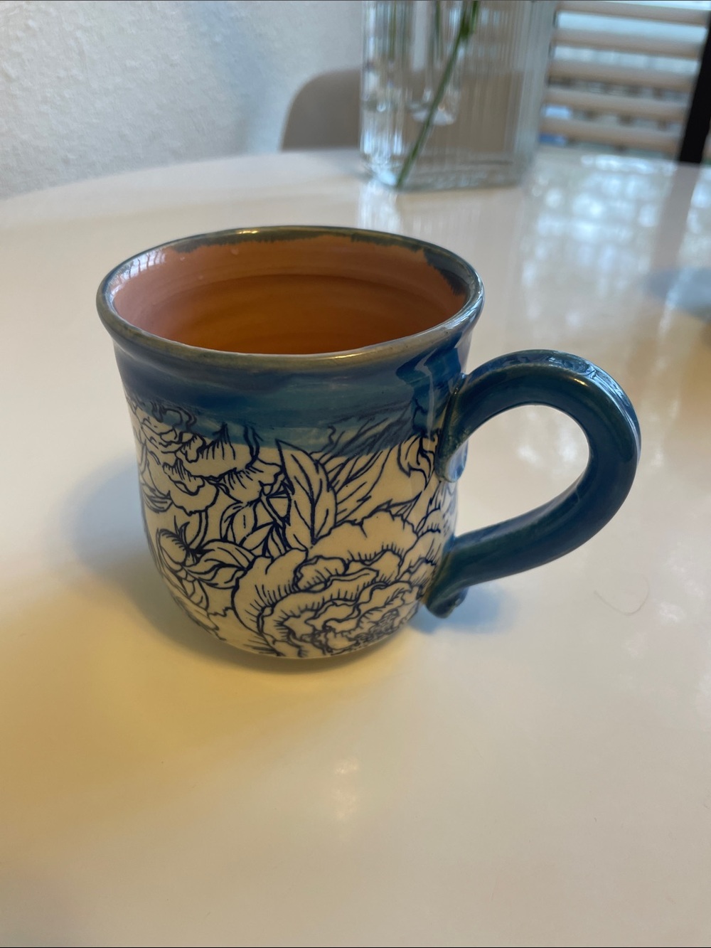 Handmade Blue Floral Ceramic Mug
